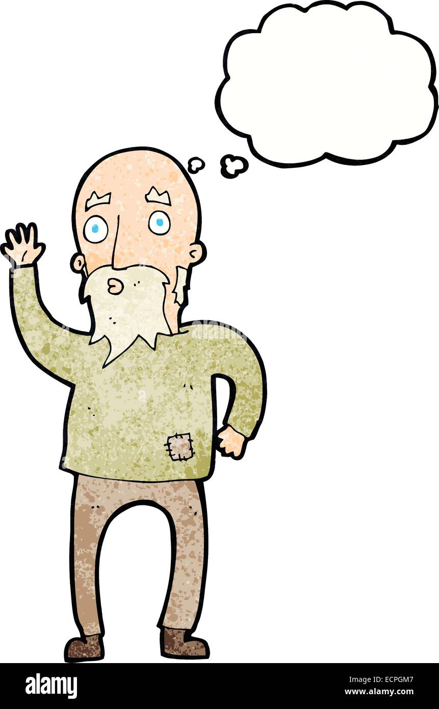 cartoon old man waving with thought bubble Stock Vector Image & Art - Alamy