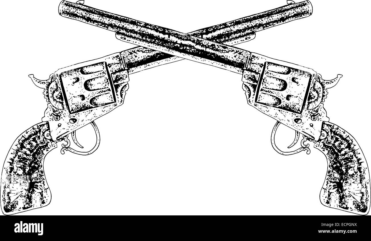 Crossed Guns Black And White Illustration Stock Vector Image Art Alamy