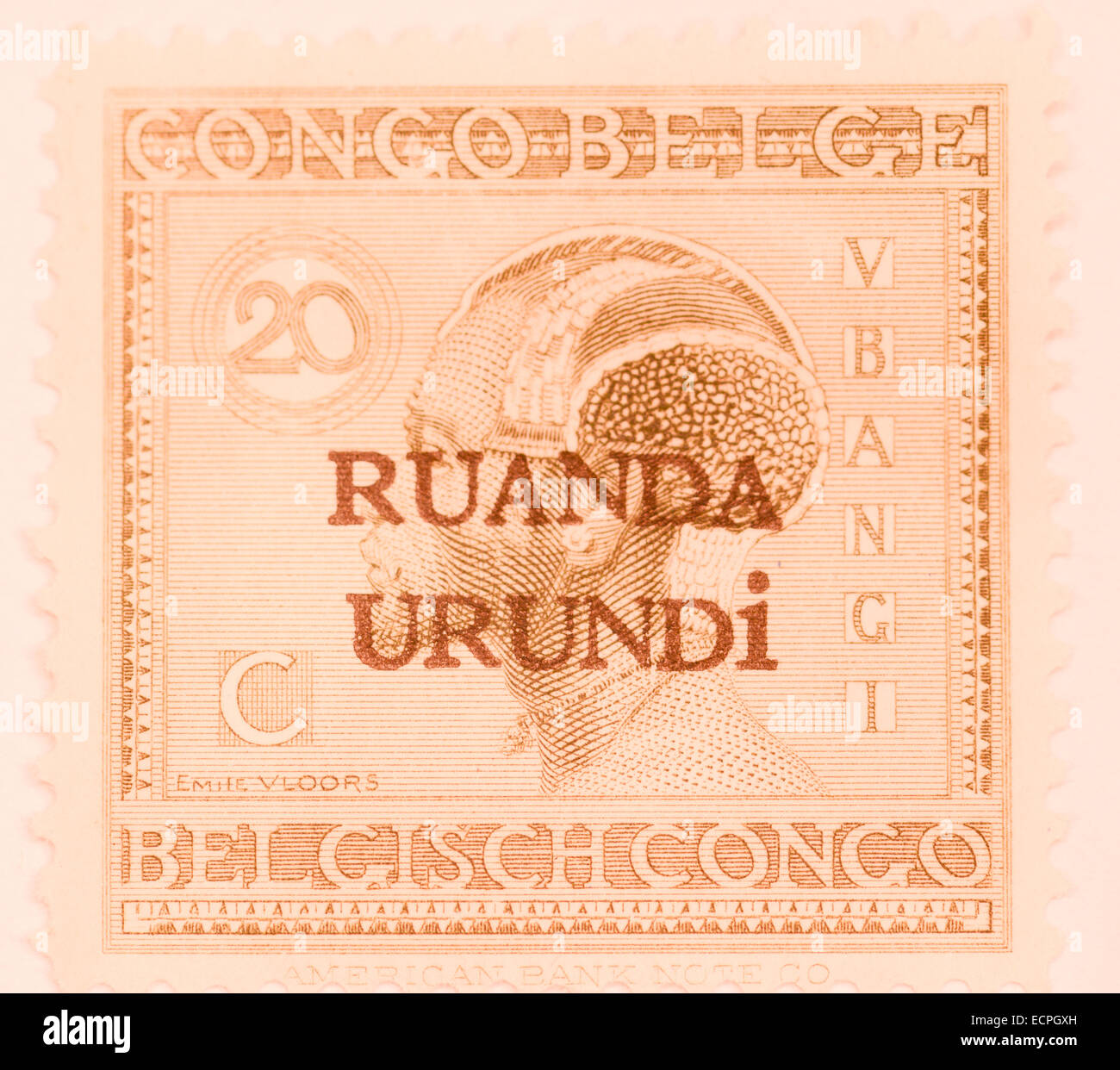 old belgium stamp from colony ruanda and urundi Stock Photo