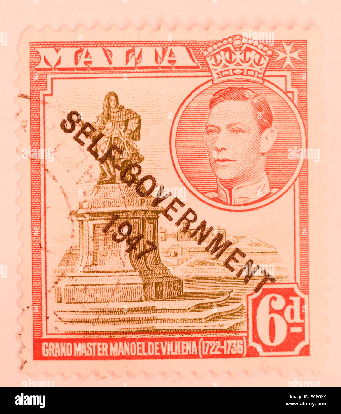 old british stamp from malta Stock Photo