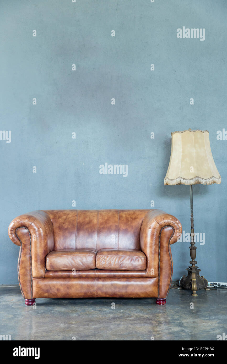 classical style Armchair sofa couch in vintage room with desk lamp ...