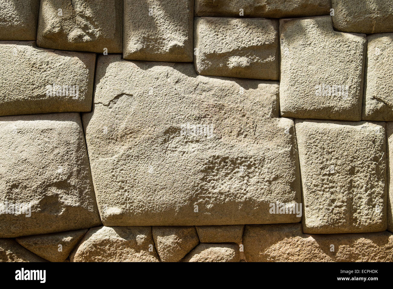 12-sided Inca Stone on Calle Hatun Rumiyoc, Cusco, Peru Stock Photo
