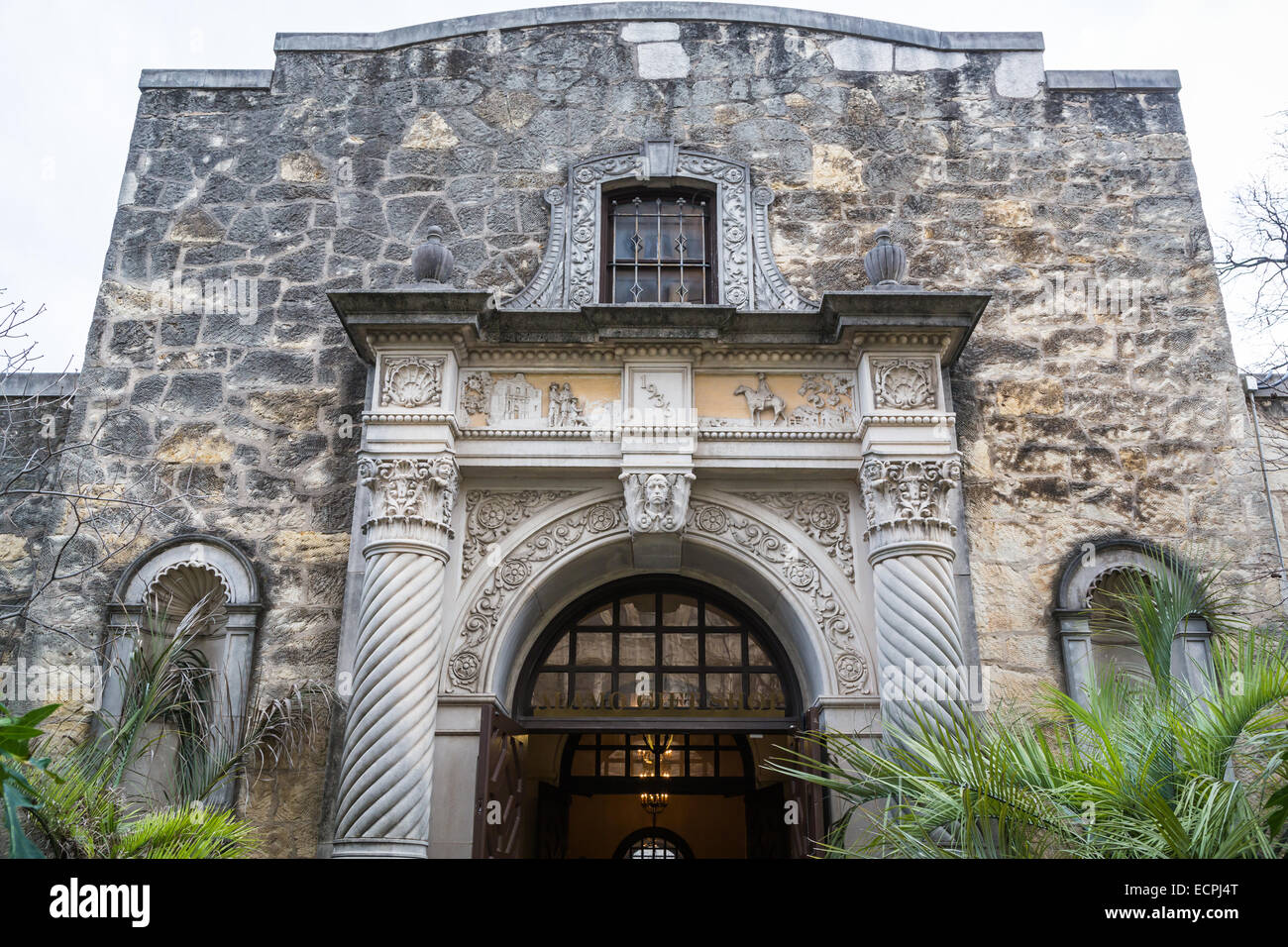 The Alamo architecture and walls in San Antonio, Texas, USA. Stock Photo