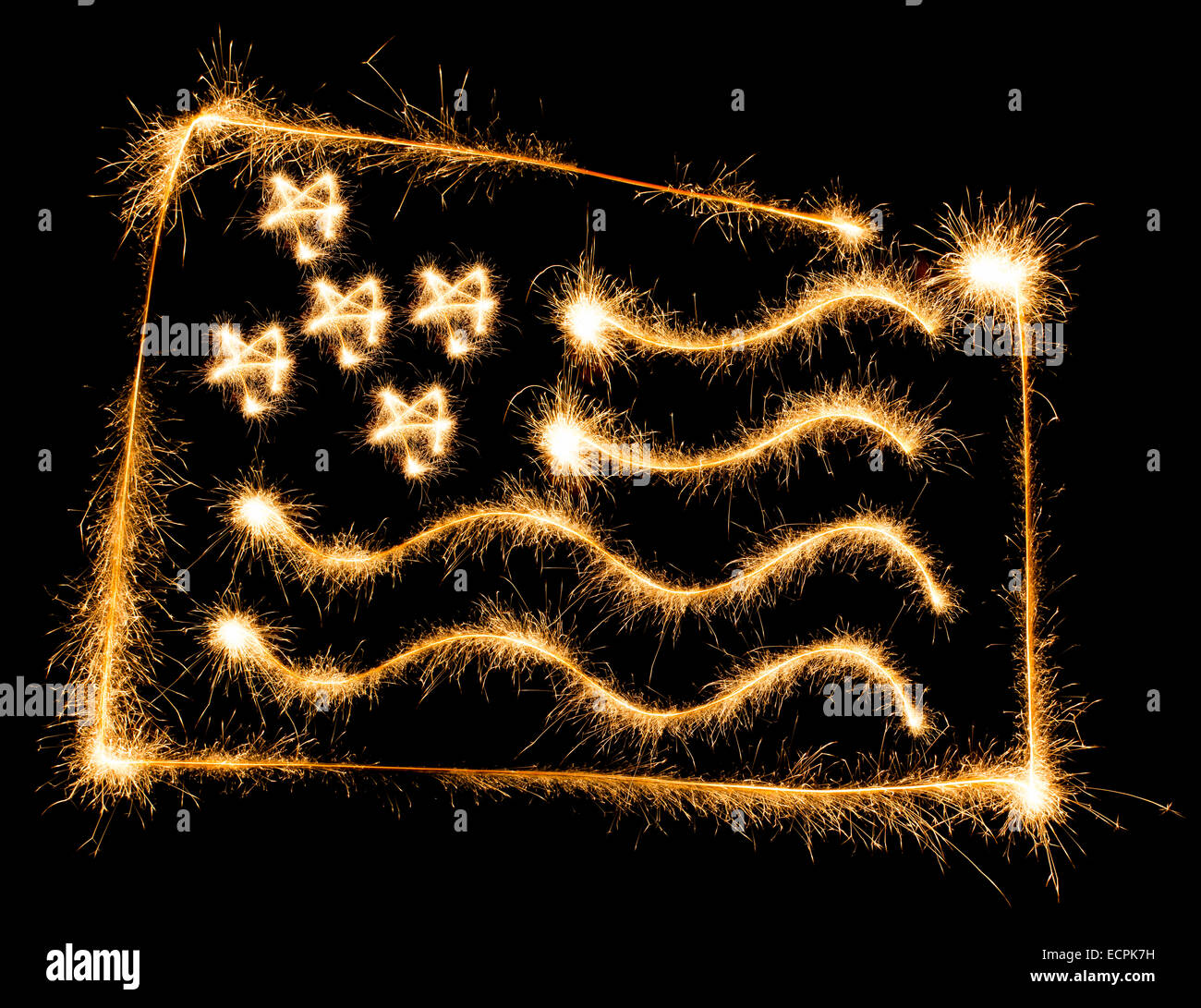 Flag of USA made of sparkles on black background Stock Photo