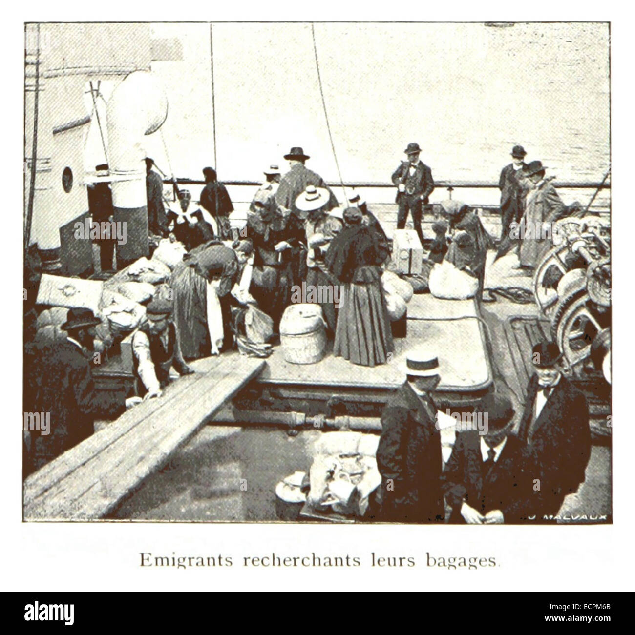 Emigrants A historical illustration depicting emigrants searching for their ...
