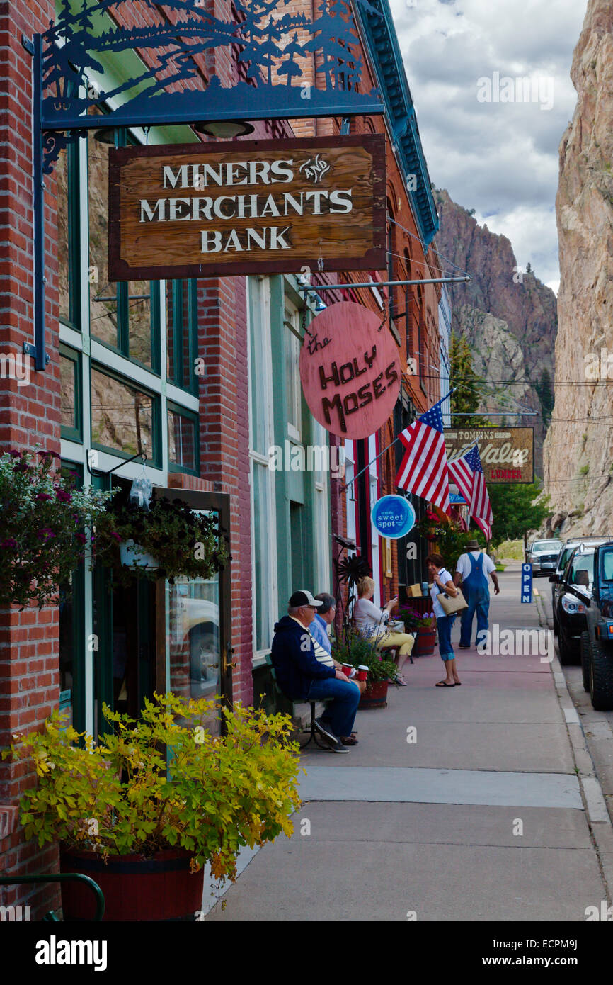 Shops on the main street of CREEDE COLORADO, a silver mining town dating back to the mid 1800's which is now a tourist attractio Stock Photo