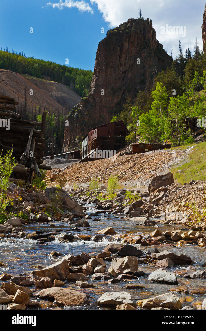 WEST WILLOW CREEK CANYON and the AMETHYST MINE in CREEDE COLORADO, a silver mining town dating back to the mid 1800's Stock Photo