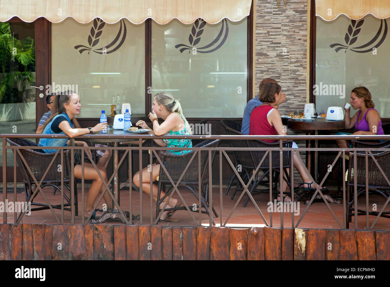 Tourists at coffee shop, Osu, Accra, Ghana, Africa Stock Photo Alamy