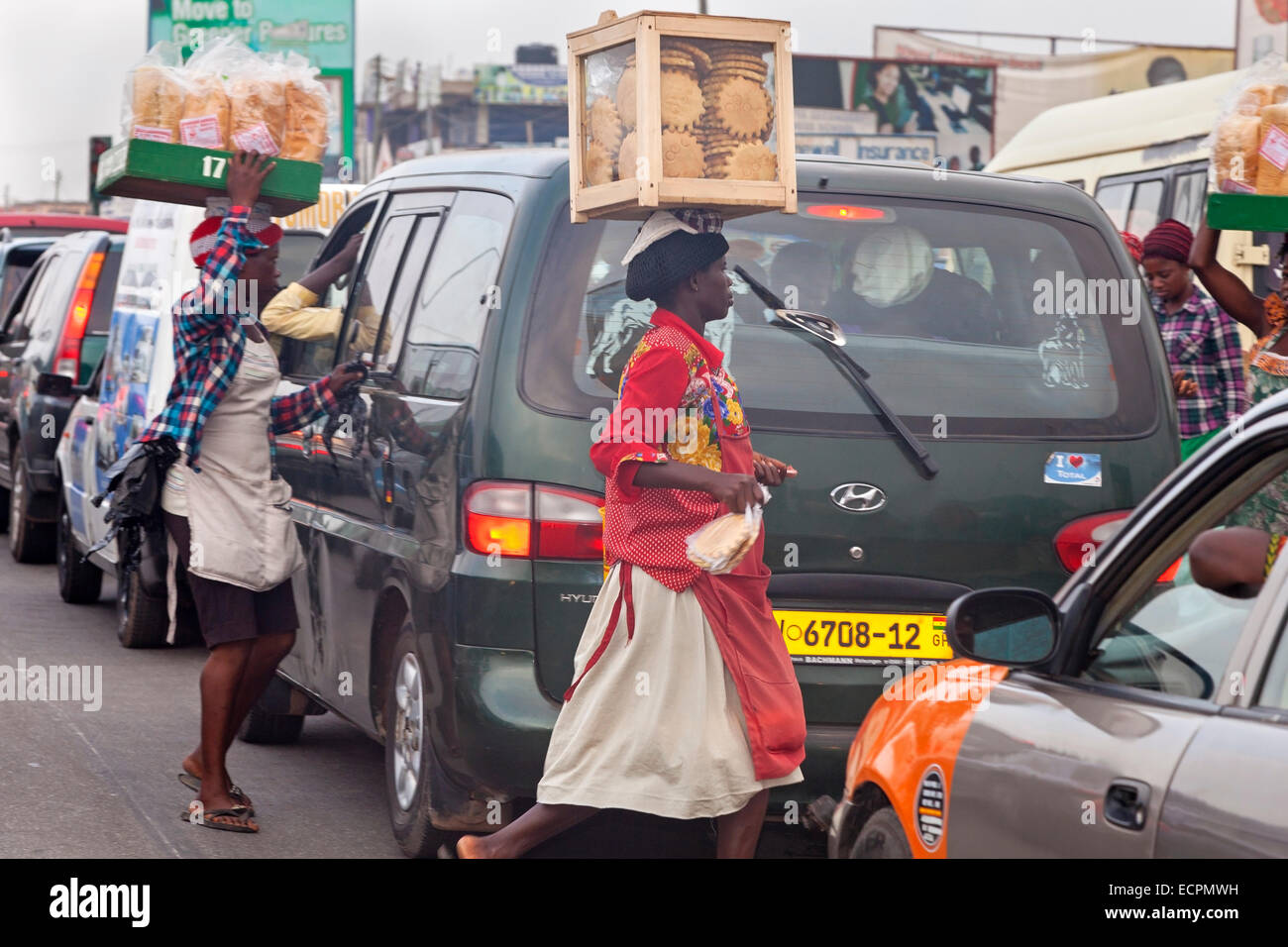 Street vendors at road junction, Accra, Ghana, Africa Stock Photo Alamy
