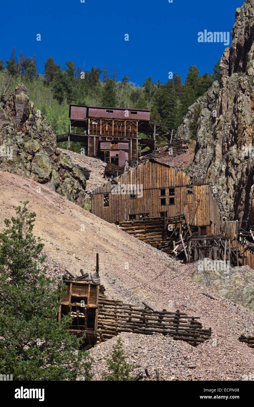 The BACHELOR MINE in CREEDE COLORADO where silver was mined until 1985 Stock Photo