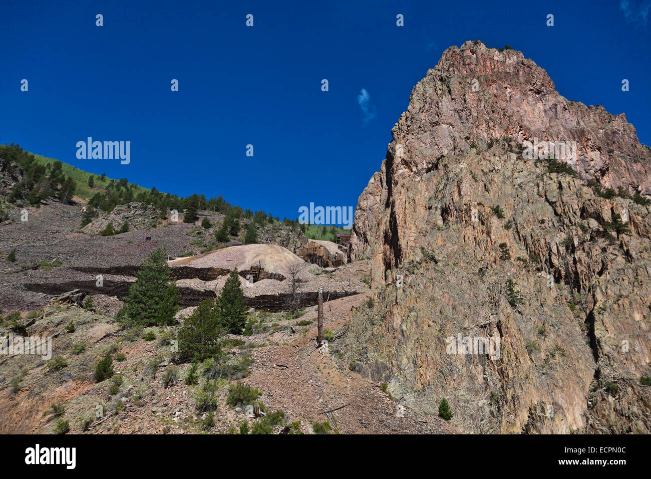 The BACHELOR MINE in CREEDE COLORADO where silver was mined until 1985 Stock Photo