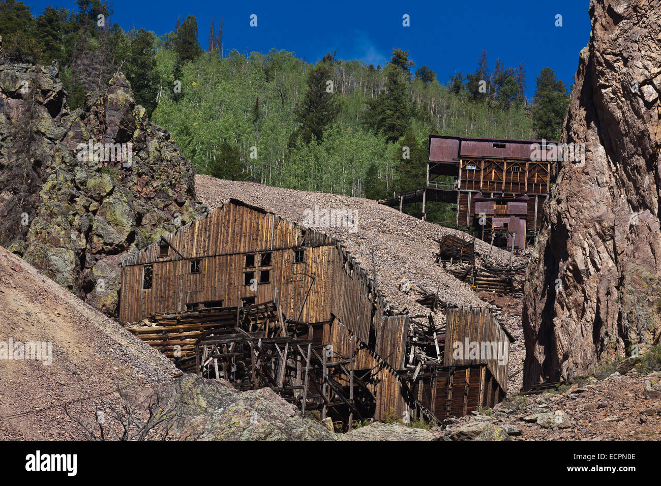 The BACHELOR MINE in CREEDE COLORADO where silver was mined until 1985 Stock Photo