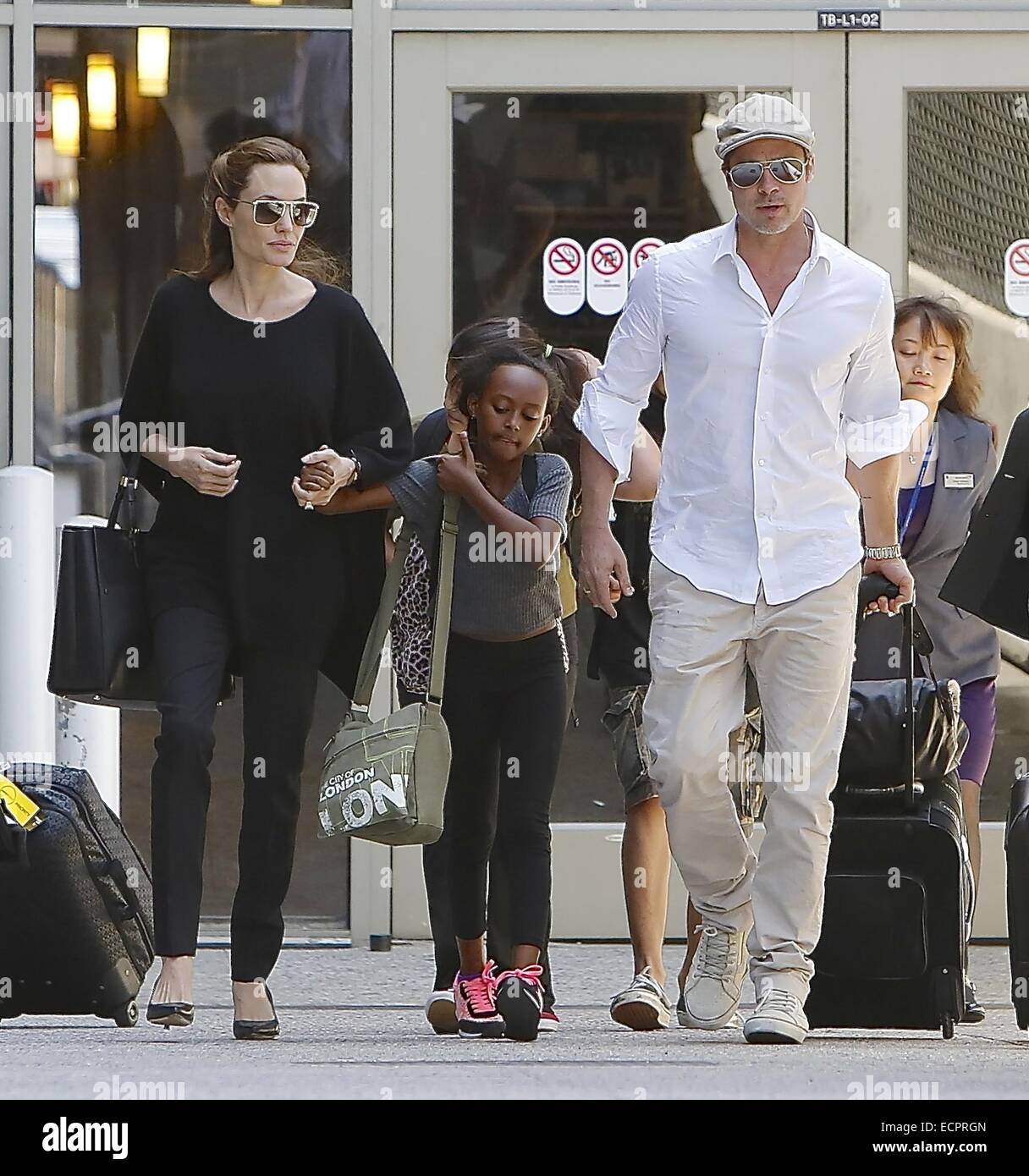 Brad Pitt and Angelina Jolie arrive at Los Angeles International (LAX)  airport