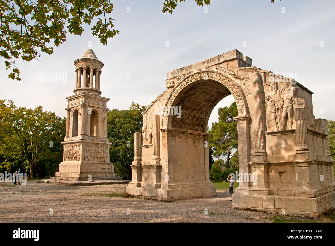 Roman Mausoleum and Commemorative Arch at St Remy de Provence Roman Stock Photo