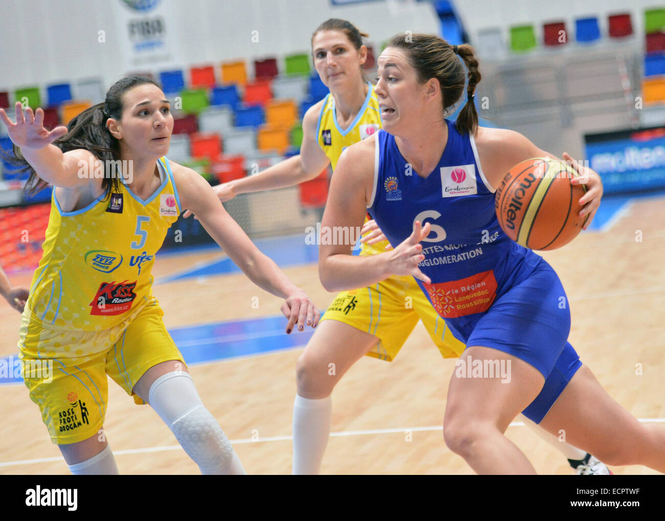 From left Sonja Petrovicova and Ilona Burgrova of USK and Jenna Maree O'Hea of Montpellier are