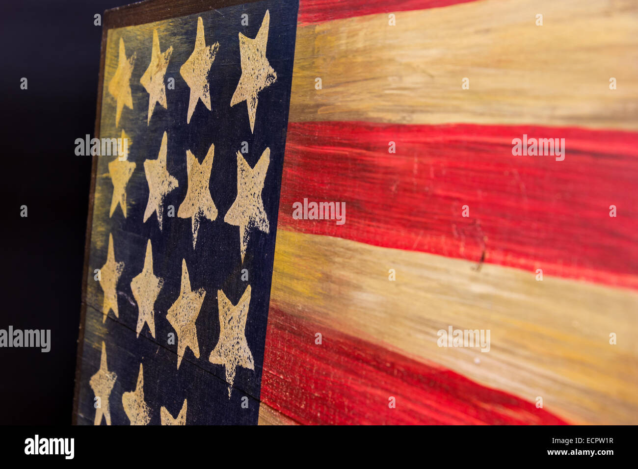 Flag of the old USA drawn on a wood table Stock Photo - Alamy