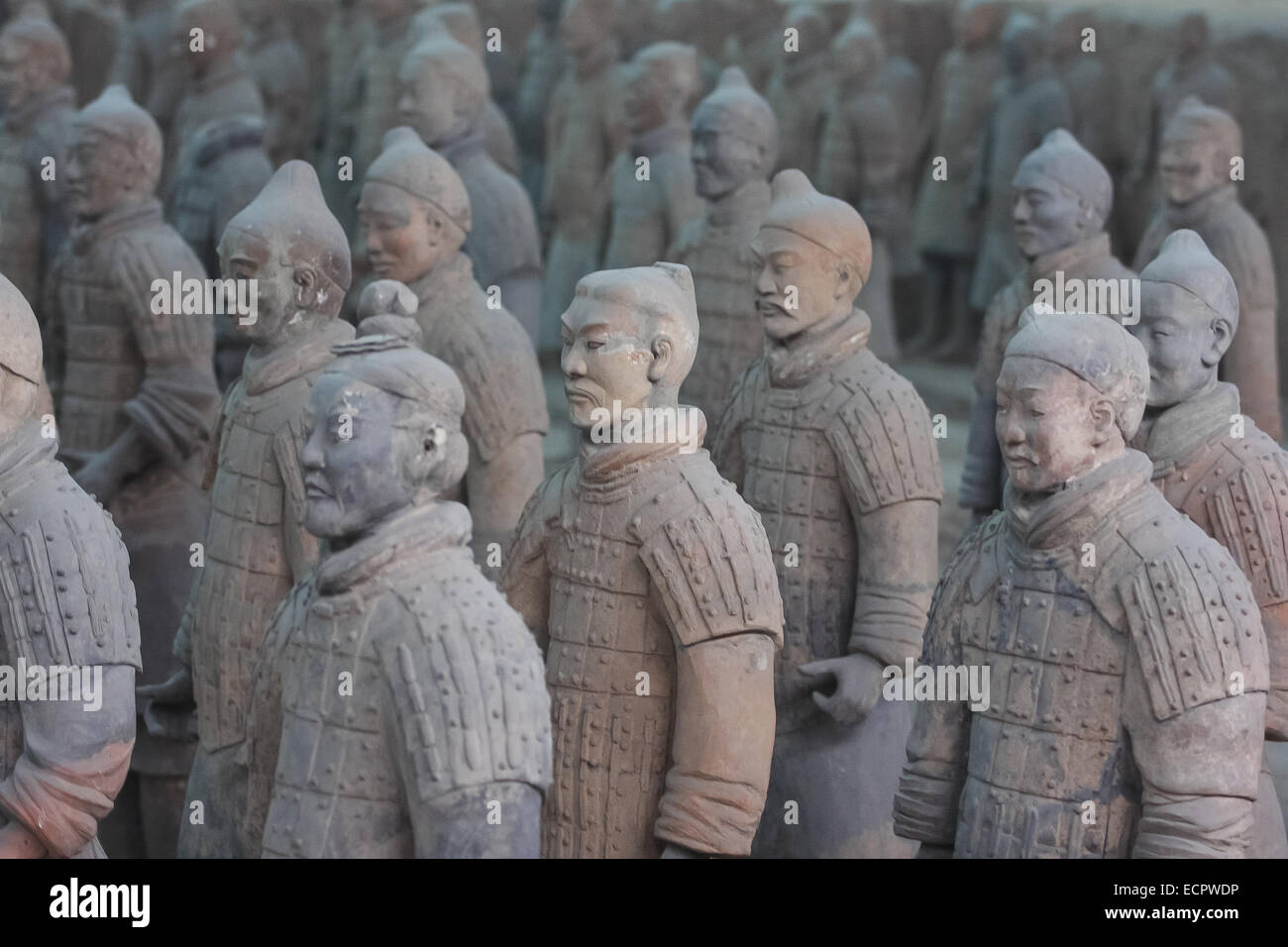 soldiers of the Terracotta Army, Mausoleum of the First Qin Emperor, Xian; Xi an; plenty; ancient warriors; art; sculptur; china; The Terracotta Warriors Stock Photo