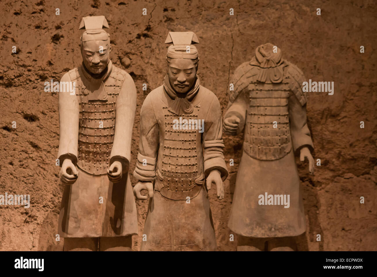 soldiers of the Terracotta Army, Mausoleum of the First Qin Emperor, Xian; Xi an; plenty; ancient warriors; art; sculptur; china; The Terracotta Warriors Stock Photo
