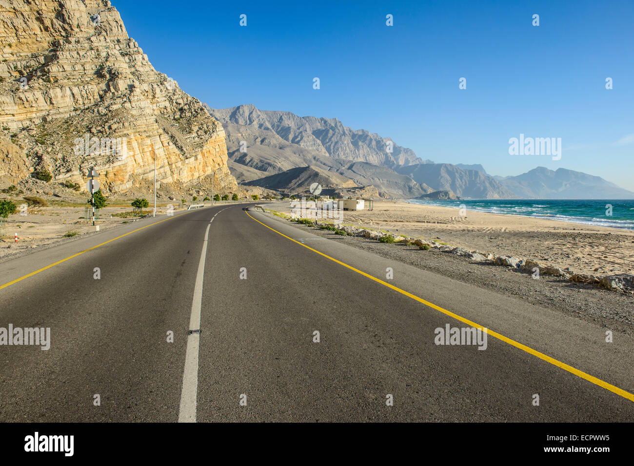 Khasab coastal road, Musandam, Oman Stock Photo