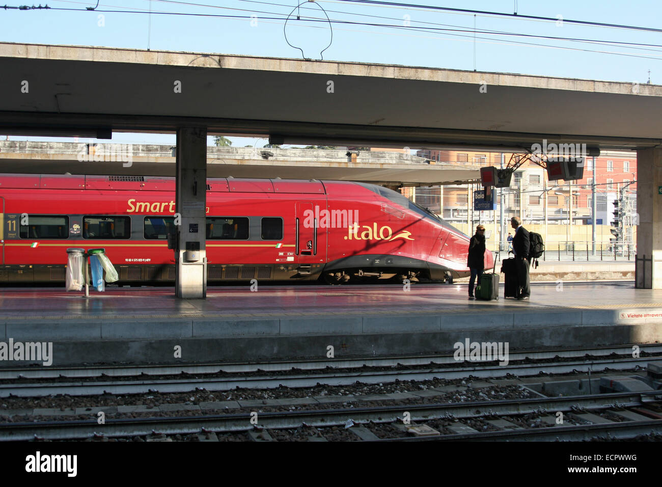 ITALO TRAIN IN BOLOGNA STATION Stock Photo