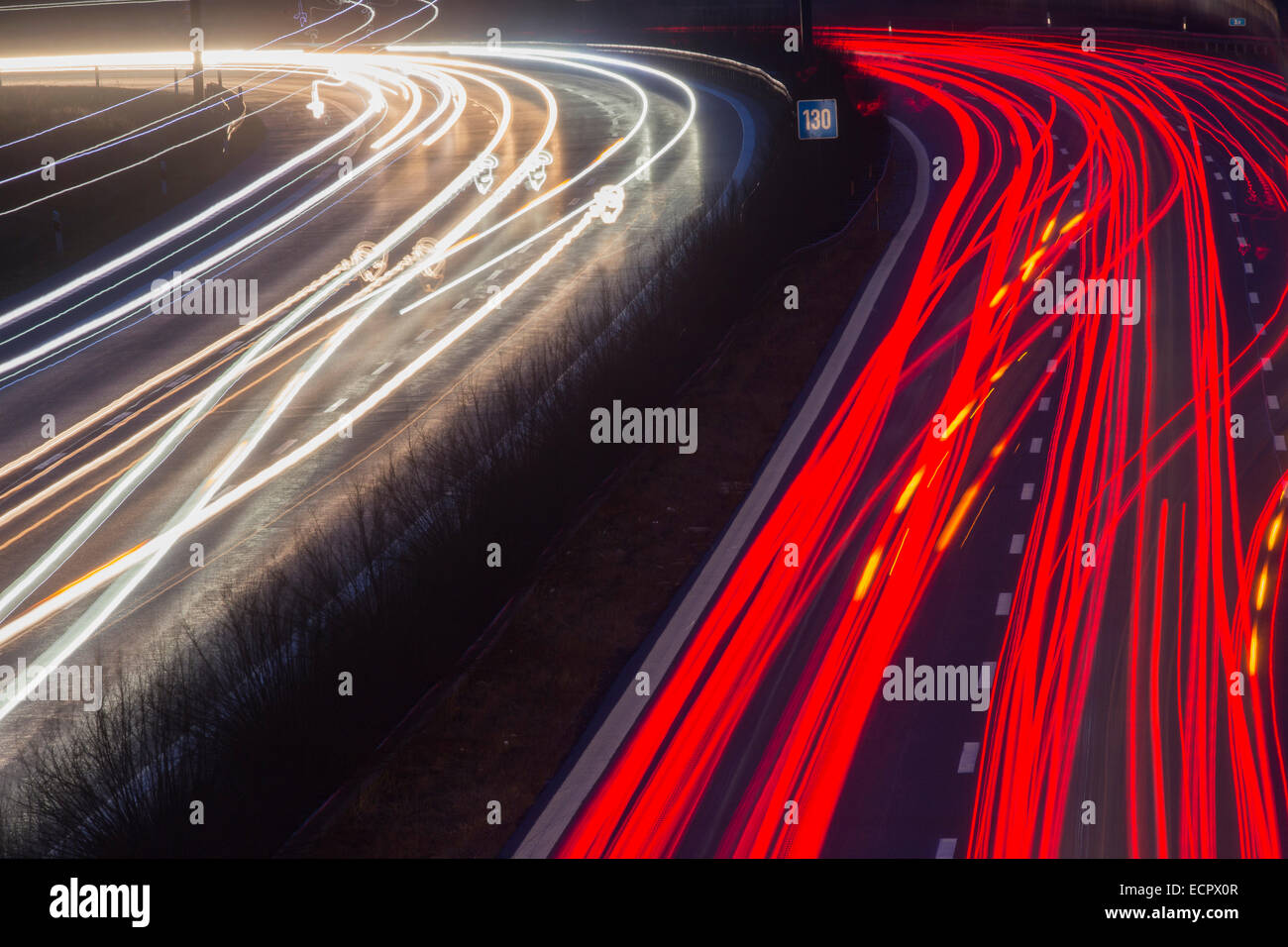 Cars and traffic fill the A9 highway, 15 December March 2014. Stock Photo