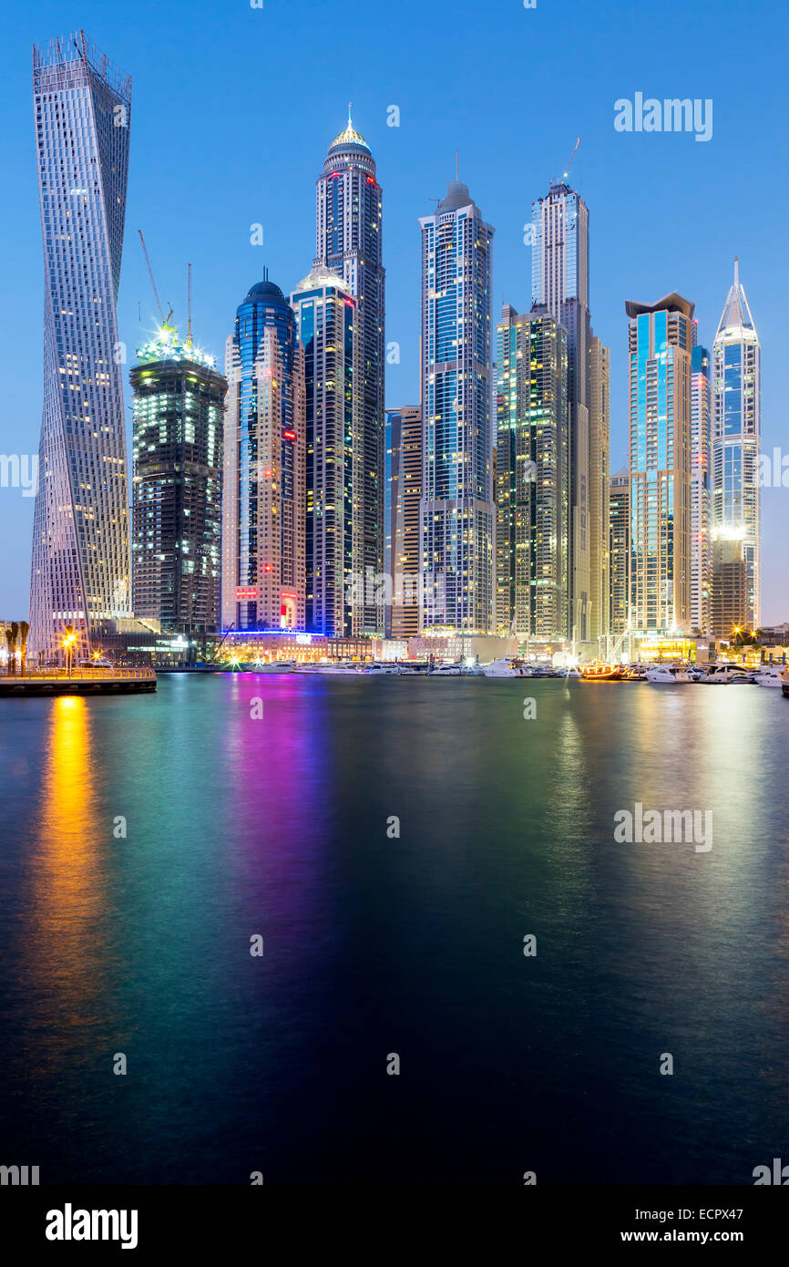 Vertical view of Skyscrapers in Dubai Marina, UAE. Stock Photo
