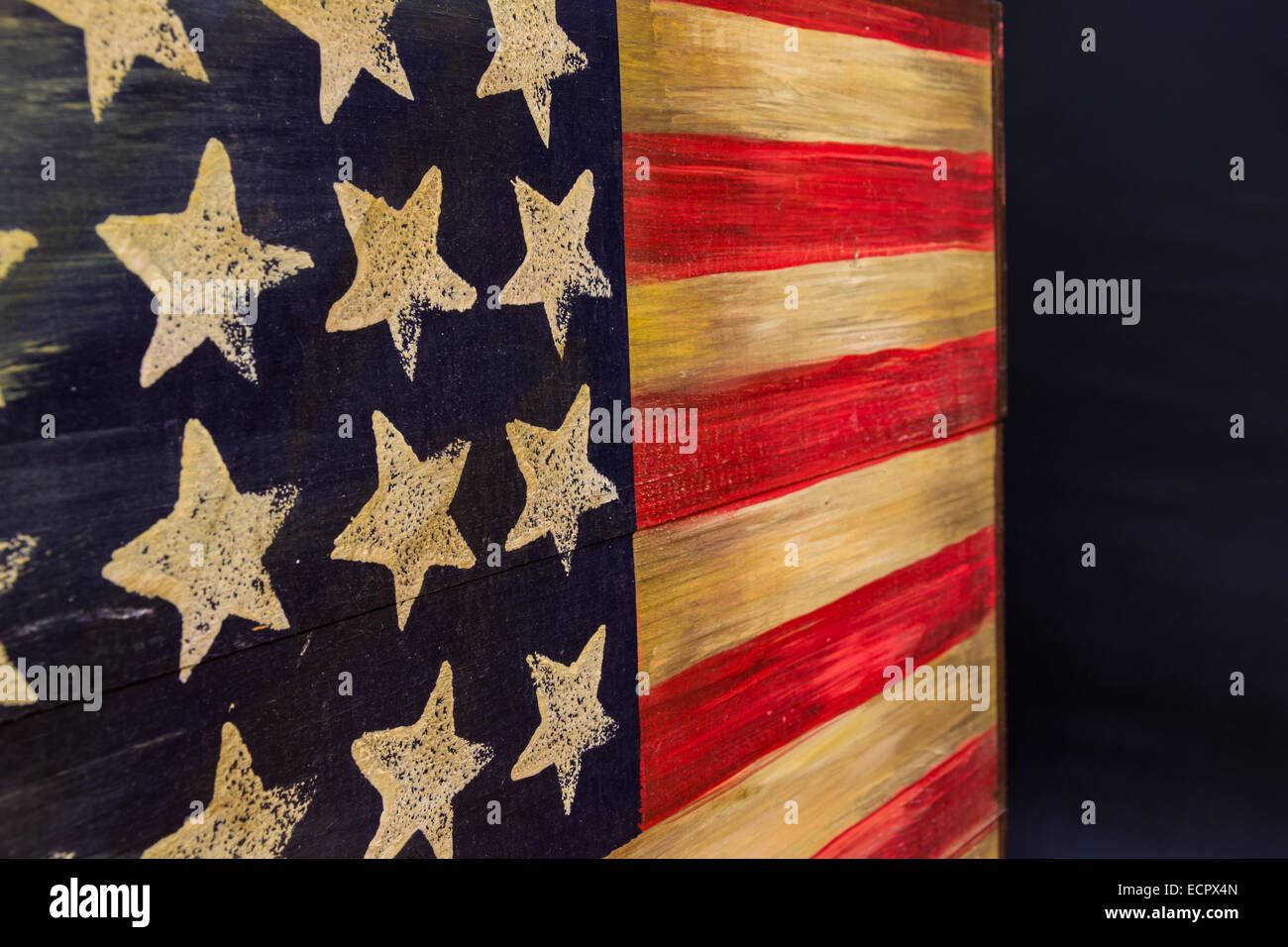 Flag of the old USA drawn on a wood table Stock Photo - Alamy