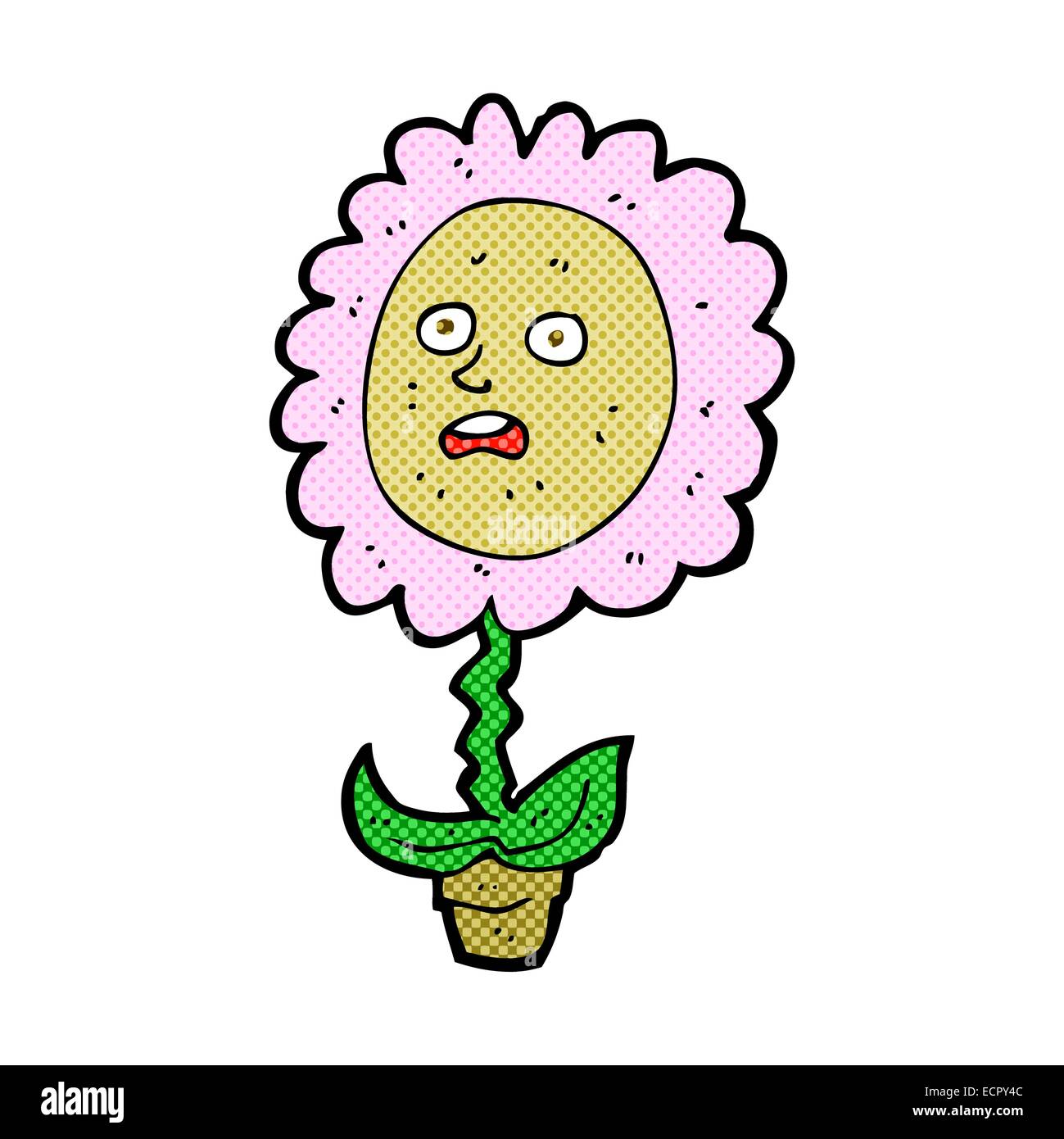 retro comic book style cartoon flower with face Stock Vector Image ...