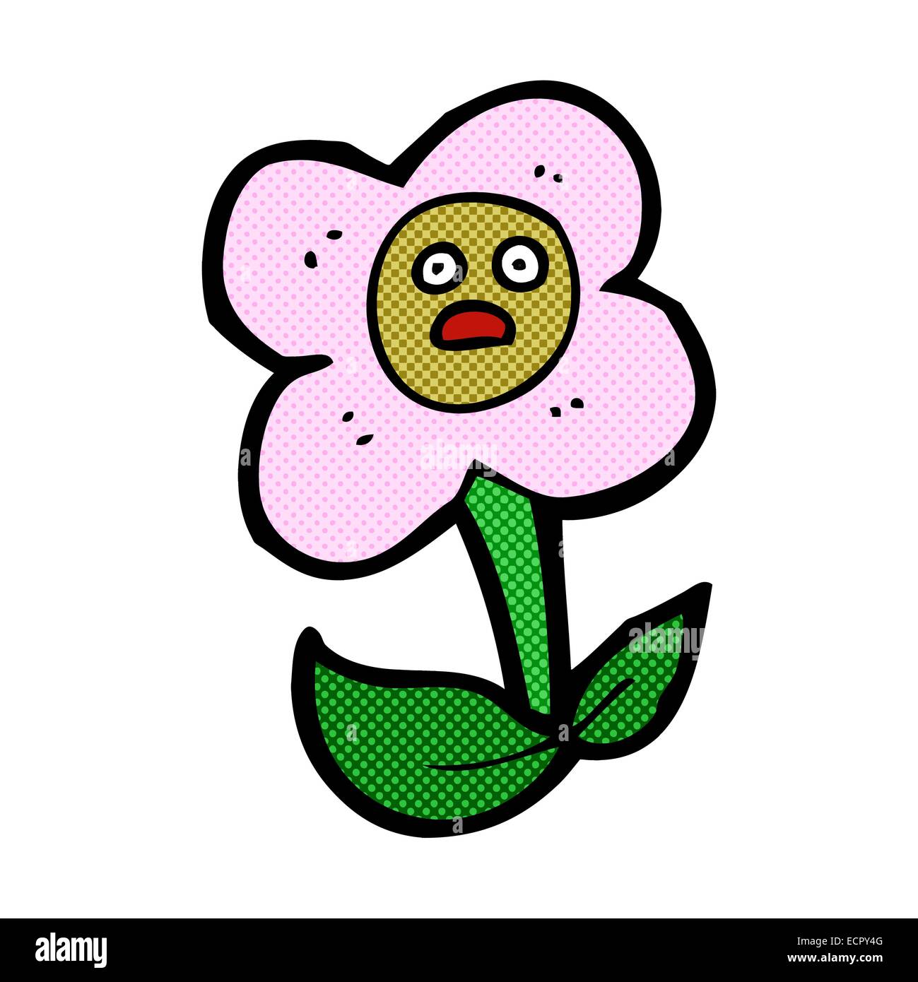 retro comic book style cartoon flower with face Stock Vector Image ...