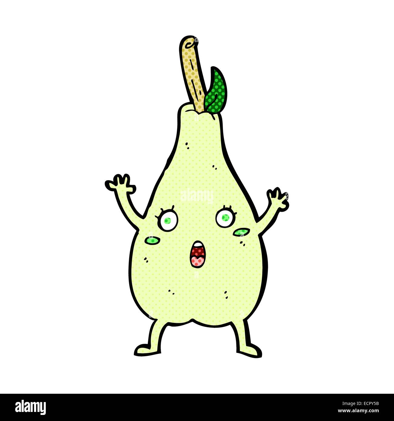 retro comic book style cartoon frightened pear Stock Vector Image & Art ...
