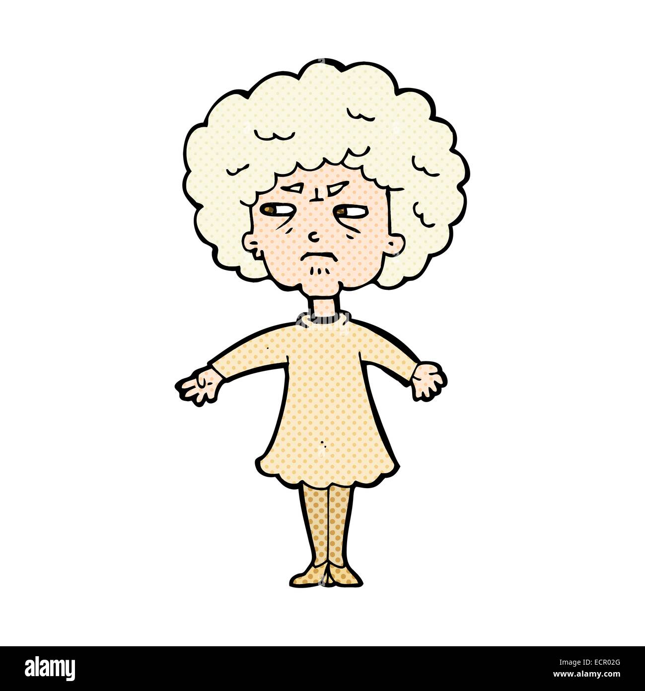 retro comic book style cartoon bitter old woman Stock Vector