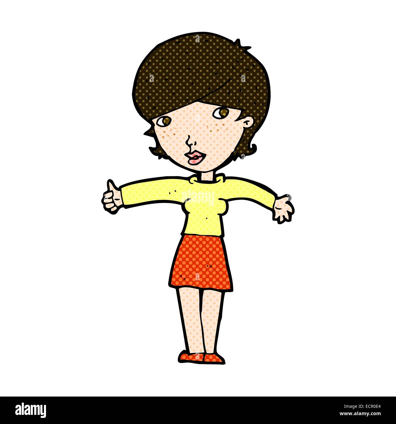retro comic book style cartoon woman giving thumbs up symbol Stock ...