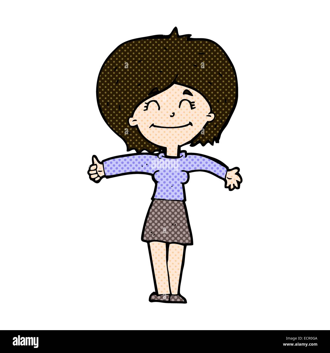 retro comic book style cartoon woman giving thumbs up sign Stock Vector ...