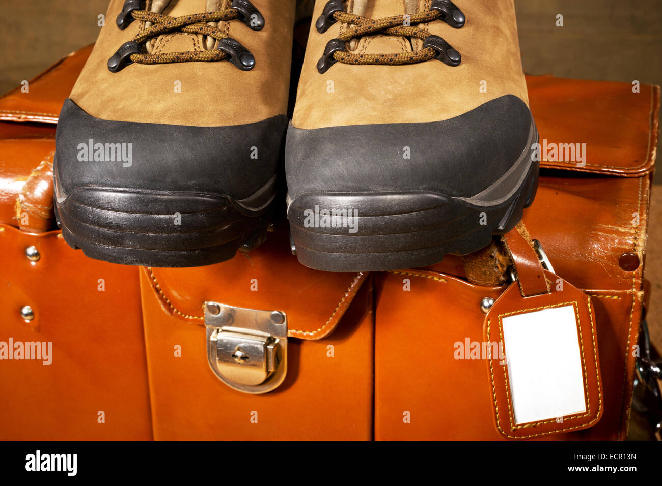 detail of walking boots with grip sole Stock Photo Alamy