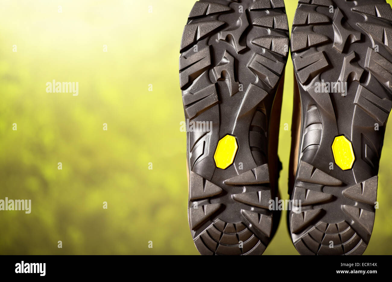 detail of walking boots with grip sole Stock Photo Alamy