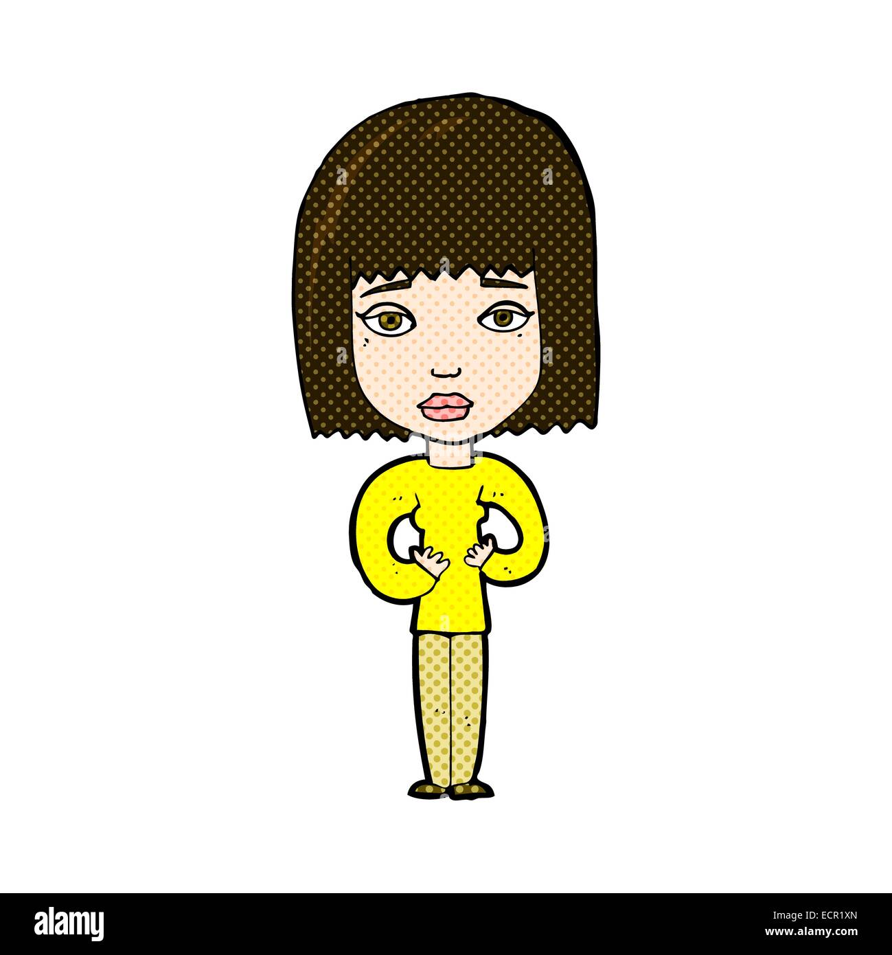 retro-comic-book-style-cartoon-woman-indicating-self-stock-vector-image