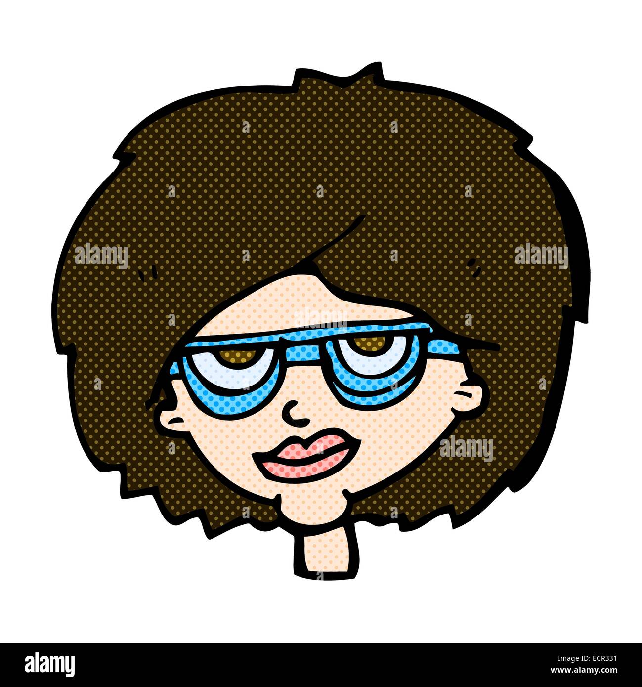 retro comic book style cartoon woman wearing spectacles Stock Vector ...