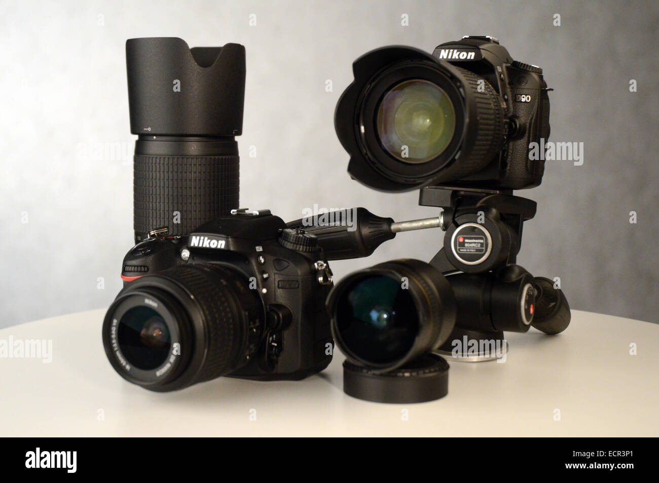Cameras Nikon D90, Nikon d7000, lenses Stock Photo