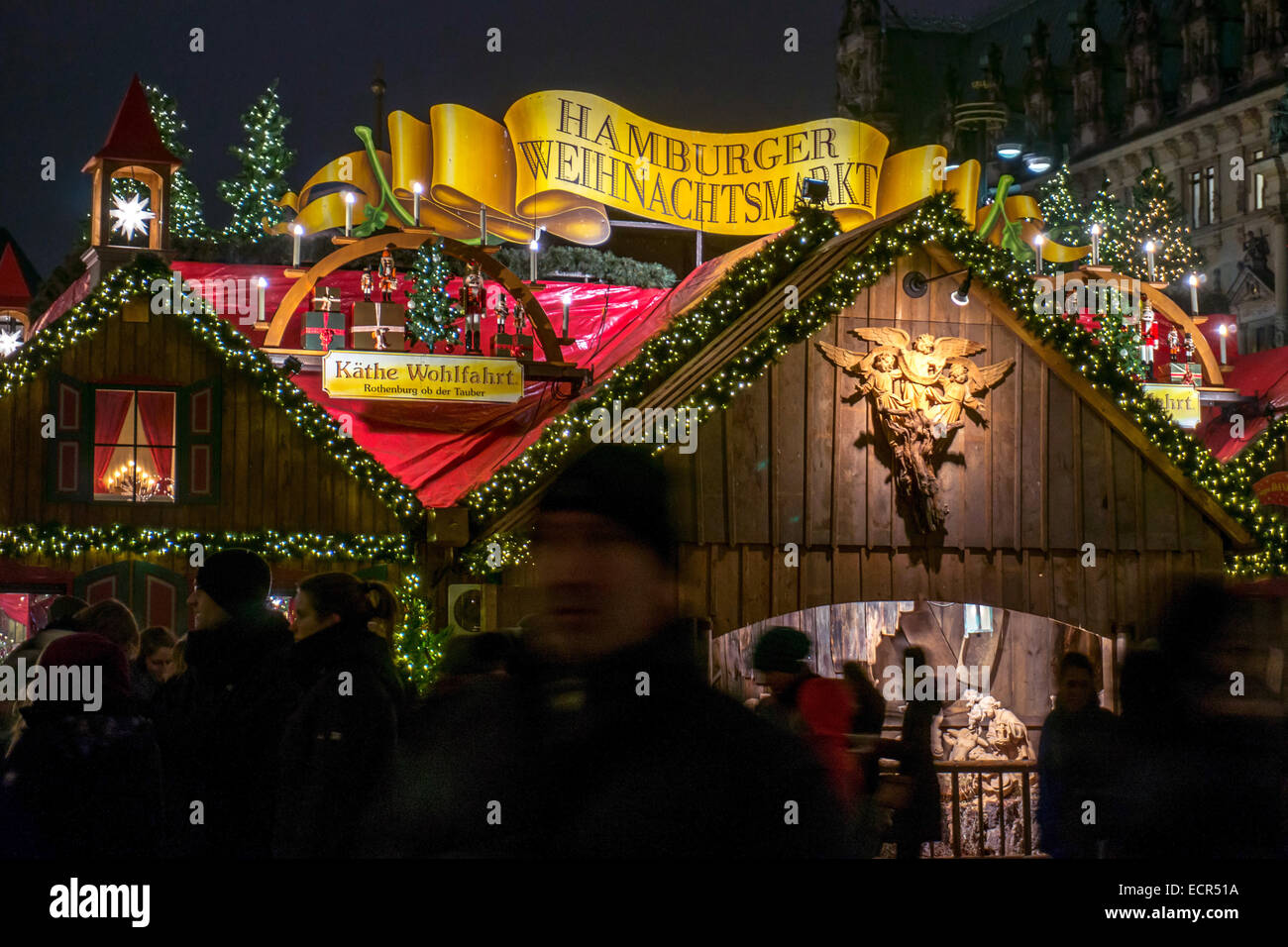 Germany: Historical Christmas market at Rathausmarkt (city hall square) in Hamburg. Photo from 03. December 2014. Stock Photo