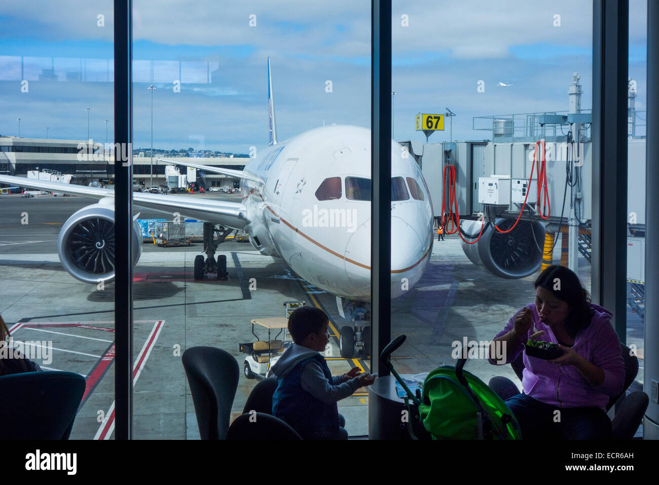 San Francisco international airport waiting gate Stock Photo Alamy