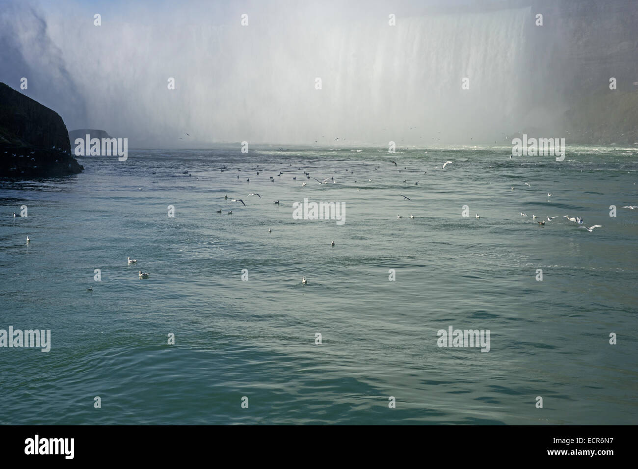 A mans face appears in the falls at Niagra Stock Photo