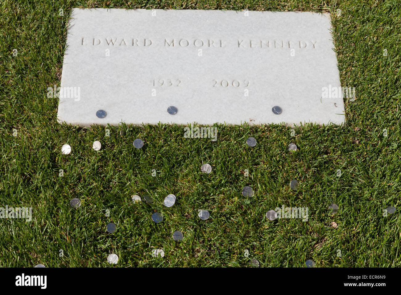 Grave of Senator Ted Kennedy, Arlington National Cemetery, Virginia Stock Photo