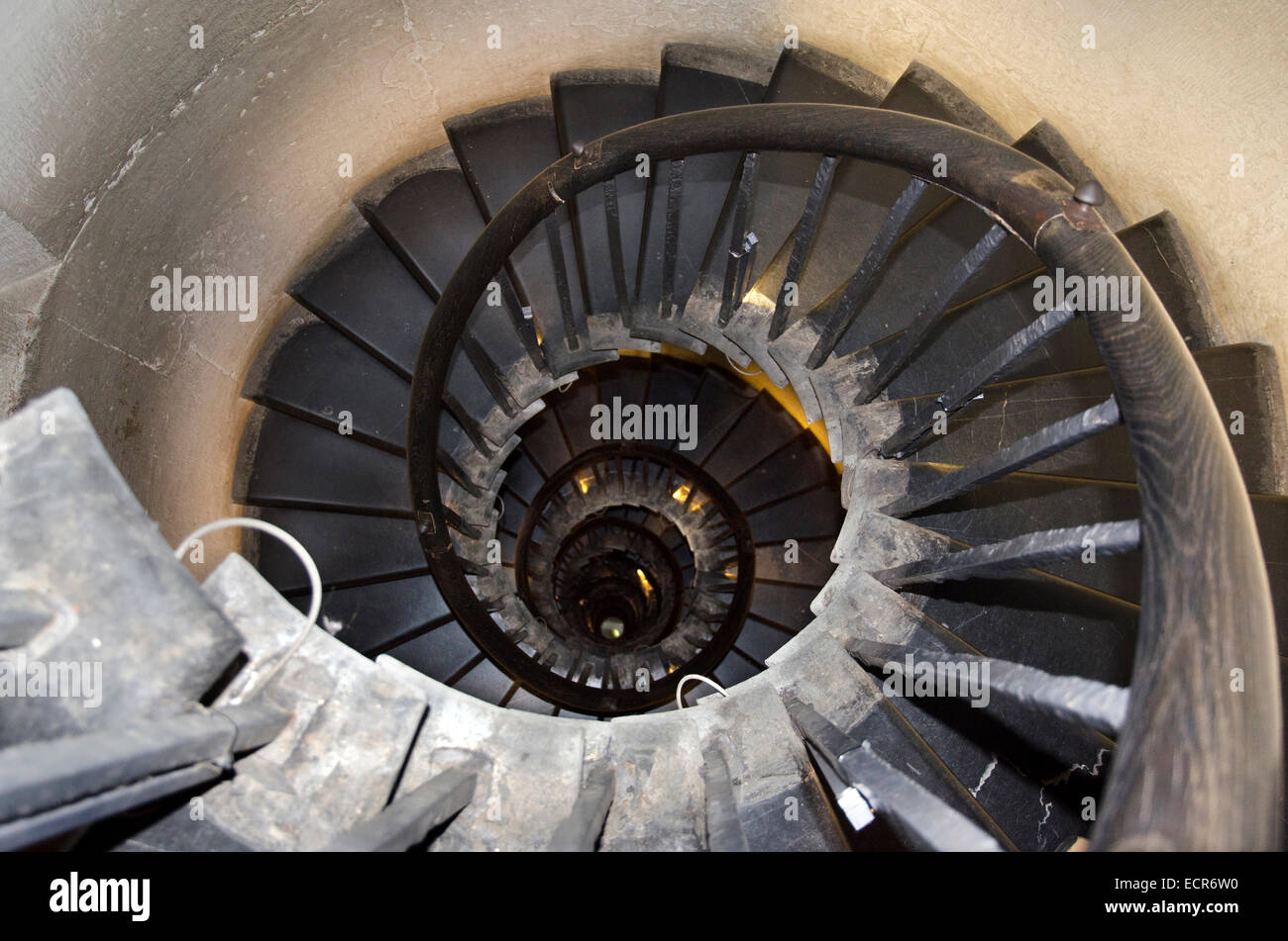 the monument interior spiral staircase london Stock Photo
