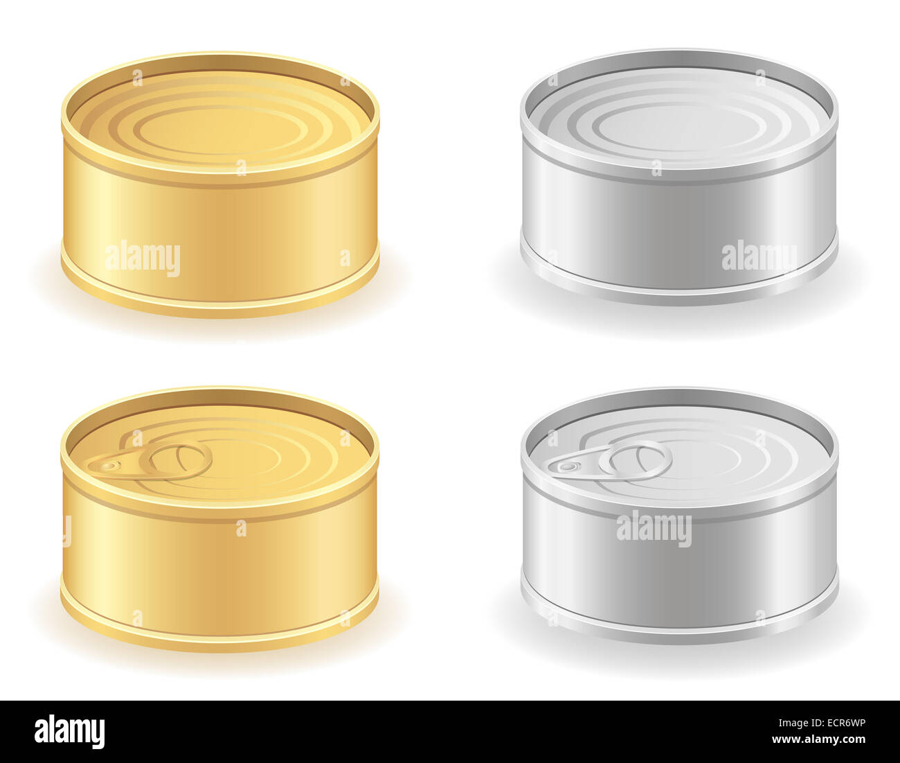 metal tin can set icons illustration isolated on white background Stock Photo