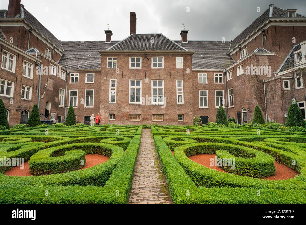 The garden of a classical canal house in amsterdam Stock Photo