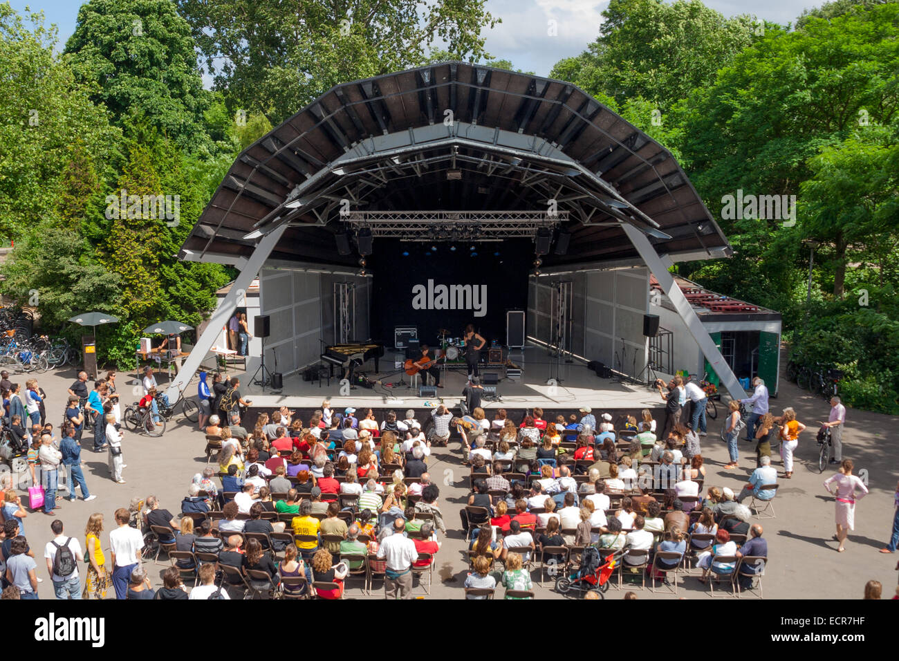 Performance at the openair theater in vondelpark in amsterdam Stock Photo