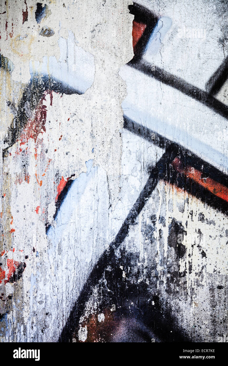 Gaffiti closeup in a damaged concrete wall Stock Photo