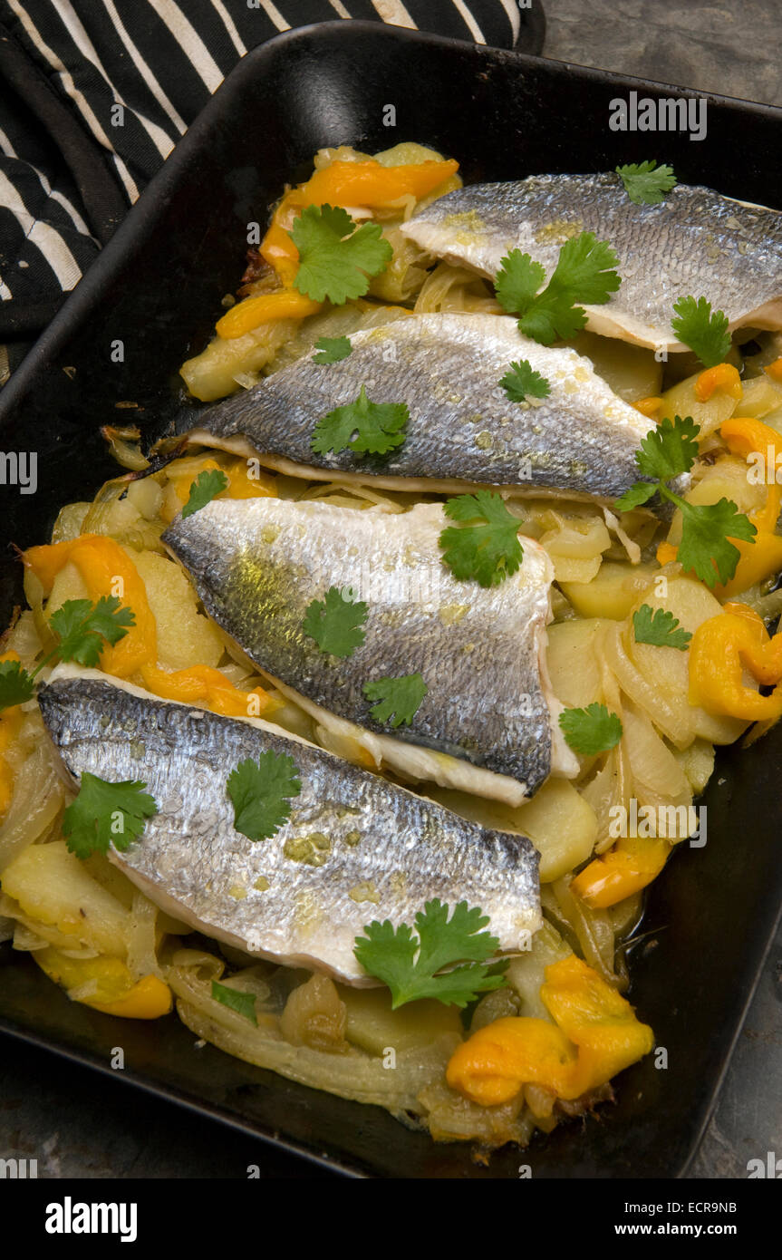 Sea Bass ready for the oven Stock Photo Alamy