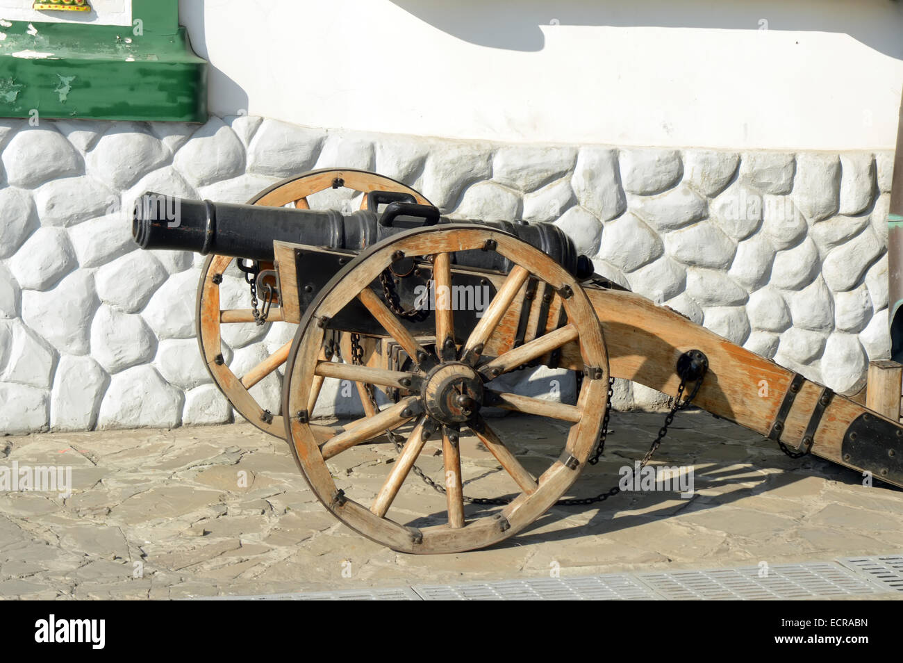 Two-wheeled artillery cannon Stock Photo