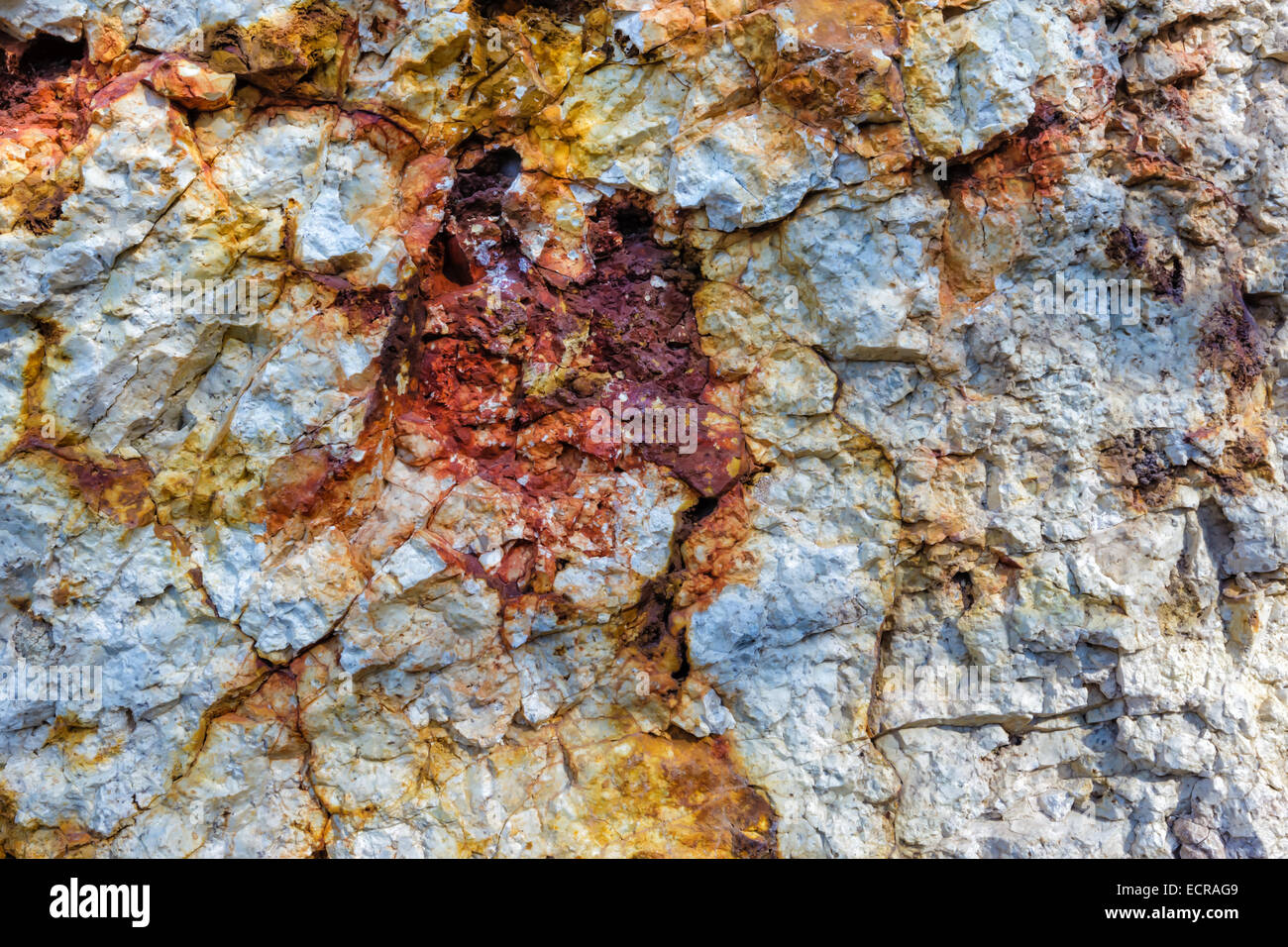 Altered rock breccia background texture pattern Stock Photo